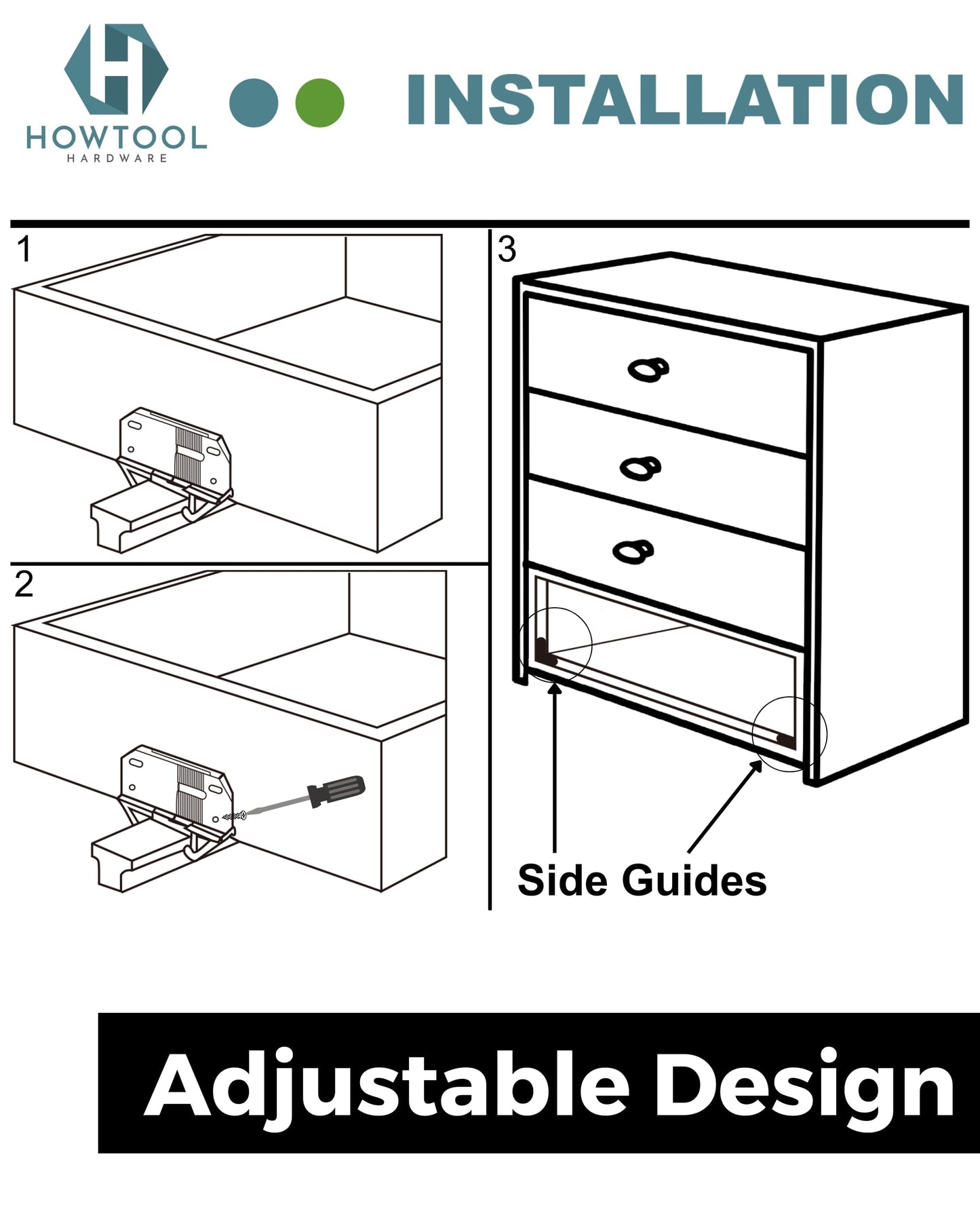 Adjustable Drawer Guides L Angle White Drawer Track Guides with Screws 6 Pairs 12 Pcs Drawer Rail Support Furniture Repair Replacement for Dressers Cabinets Wood Drawers HOWTOOL