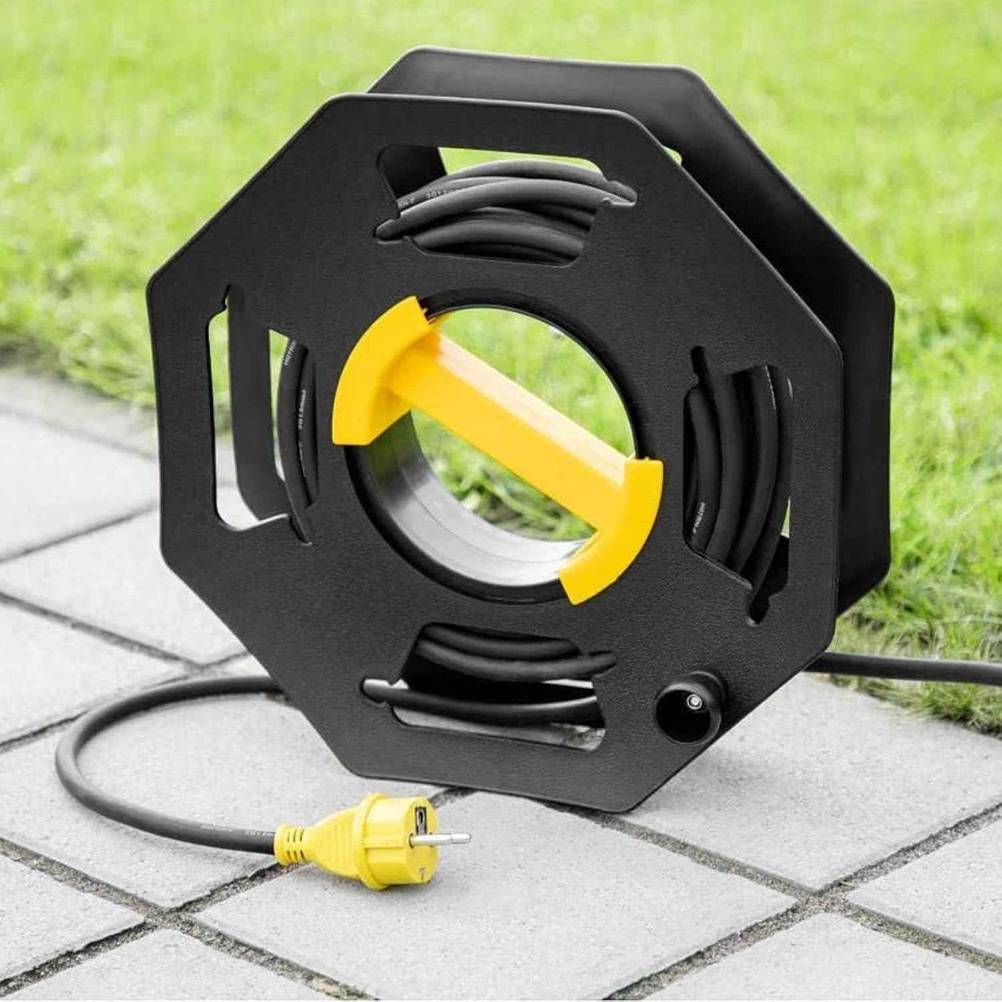 Cable Organizing Reel, Plastic Extension Cord Winding Reel, Manual Wire Storage Organizer with Central Handle, Cord Winding Winch, Tangle‑Free Design for RVs, Boats, Caravans, and Campervans
