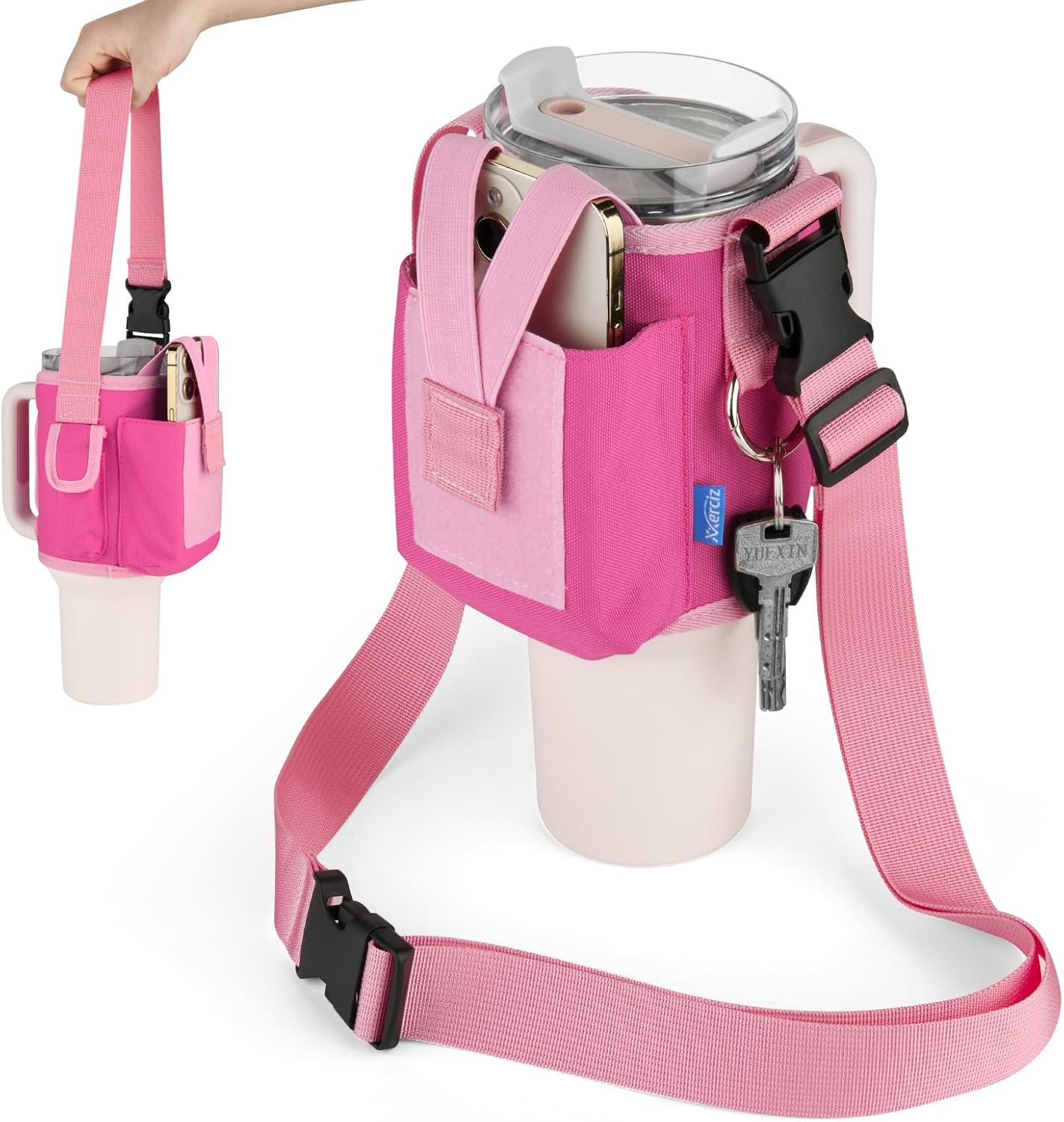 Xxerciz Carrier Bag - Crossbody Tumbler Bag for Stanley 40 oz with Phone Holder & Adjustable Strap