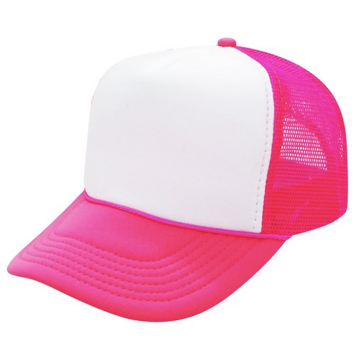 Birthday Girl Heart Hat for Women and Teens Trendy Pink Girly Adult Classic 5 Panel Mesh Snapback White/Neon Pink Trucker Hat