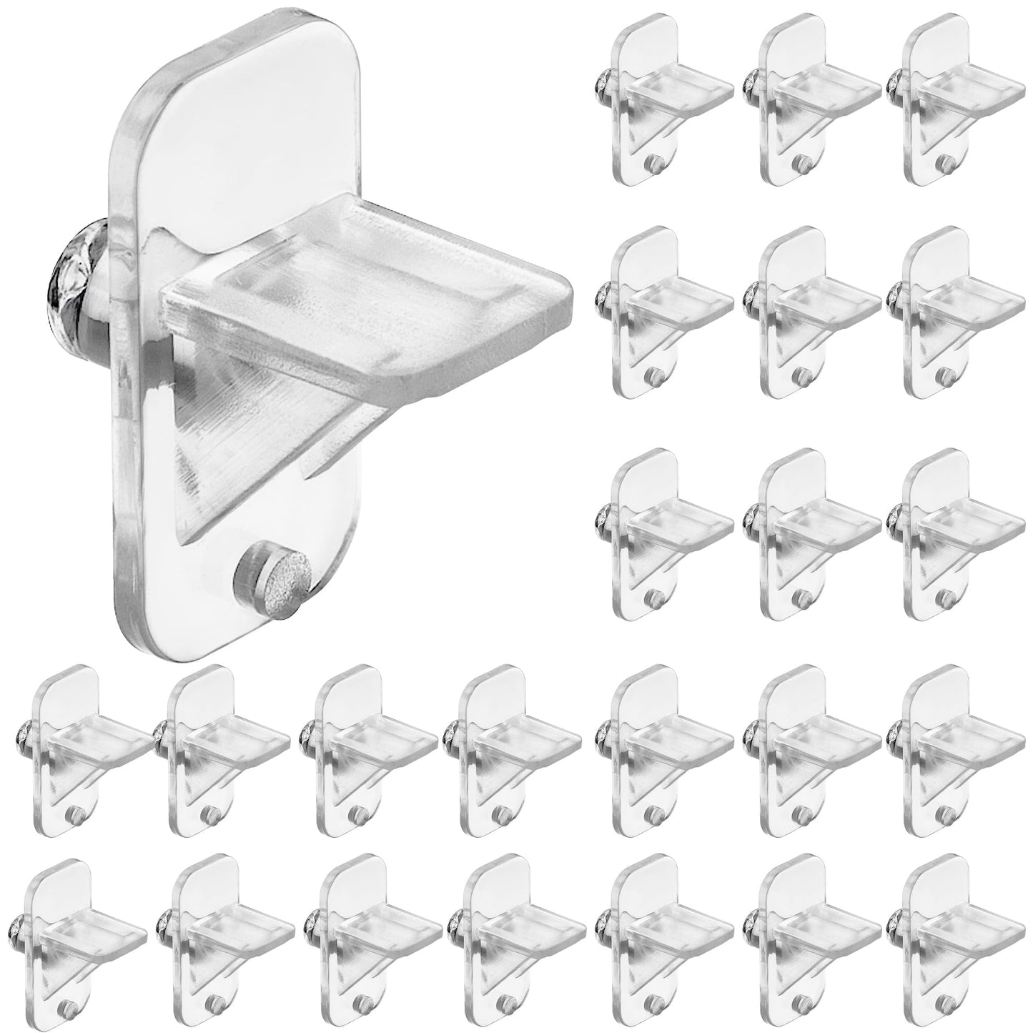 Nkiy Quen 24 Pcs Shelf Holders Pegs-1/4 Inch Clear Plastic Cabinet Shelf Clips-Furniture Support Pin for Kitchen Cabinet Wood Shelving Shelf Bookcase Pegs Replacement