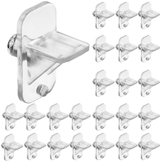 Nkiy Quen 24 Pcs Shelf Holders Pegs-1/4 Inch Clear Plastic Cabinet Shelf Clips-Furniture Support Pin for Kitchen Cabinet Wood Shelving Shelf Bookcase Pegs Replacement