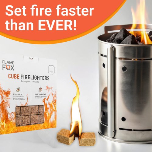 Flamefox Fire Cubes 96pcs - Quick Lighting Fire Starter for Fireplace, Wood Stove, BBQ, Camping - Easy Ignition, Long & Clean Burning, Weather Resistant Fire Lighter