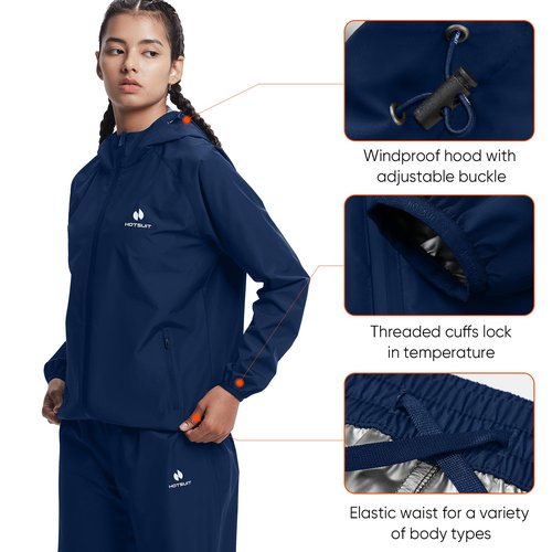 HOTSUIT Sauna Suit Women Machine Washable Sweat Sauna Jacket Pants Anti Rip Sweat Suits for Gym Workout