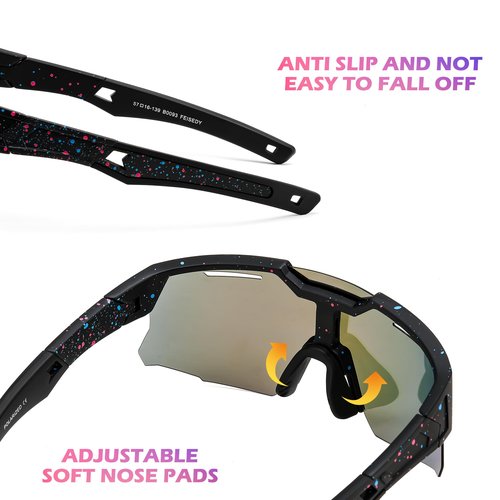 FEISEDY Kids Teens Baseball Polarized Sunglasses Sports Cycling Glasses for Youth Boys Girls Age 8-16 B0157