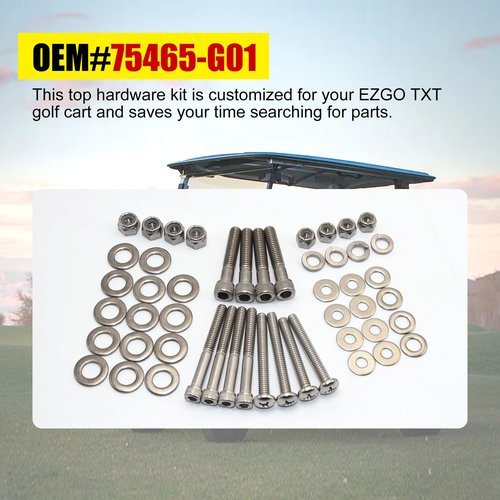 54" Cart Shade Top Hardware Kit 75465G01: Durable Metal Strut, Screws & Bushings for Compatible with E-Z-GO, Cushman, Textron – Complete Installation Kit