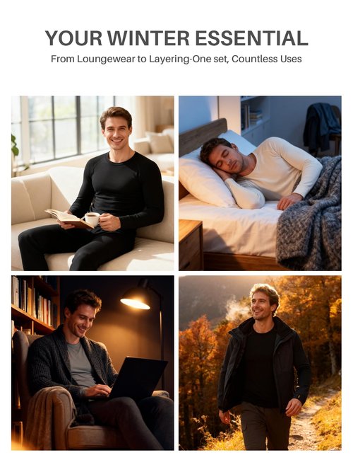 gagli Thermal Underwear for Men: Micro-Fleece Lined Base Layer, Midweight Thermal Long Johns, Soft Warm Top and Bottom Set for Cold Weather 32-50℉