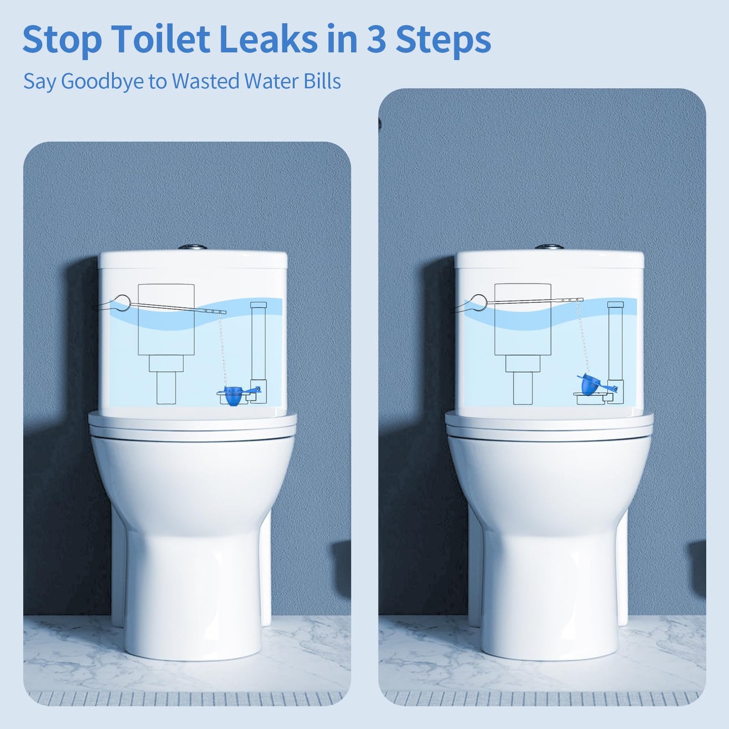 Toilet Flapper Replacement Kit, 2 Inch Universal Toilet Tank Flapper Fit for Kohler American Standard Fluidmaster Toto Gerber, Silicone Stopper Flapper with Stainless Steel Chain Water Saving 1Pcs (1)