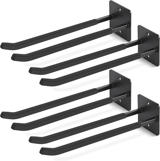 Heavy Duty 14-Inch Garage Hooks - 4-Pack Wall Mount Tool Organizer for Tires, Ladders & Garden Tools