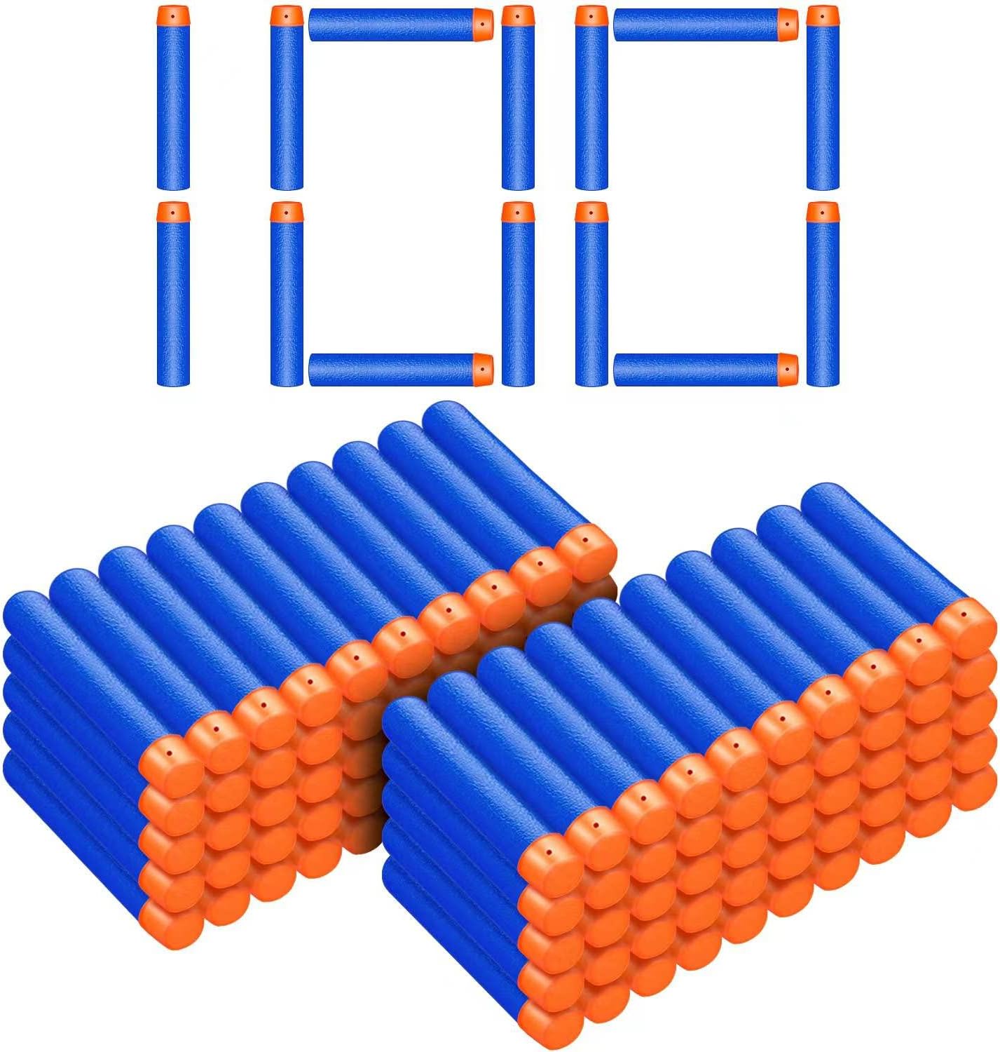 Skiennix Refill Darts Bullets - 100 Premium Foam Ammo for Nerf N-Strike Elite Series Blasters | Blue