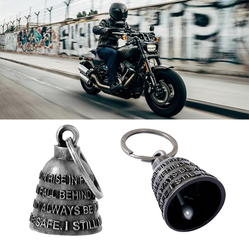 Motorcycle Bells for Biker Good Luck Riding Bells Guardian Biker Bells with Hanger Motorcycle Accessory or Keychain for Luck (Ride Safe, I Still Need You)