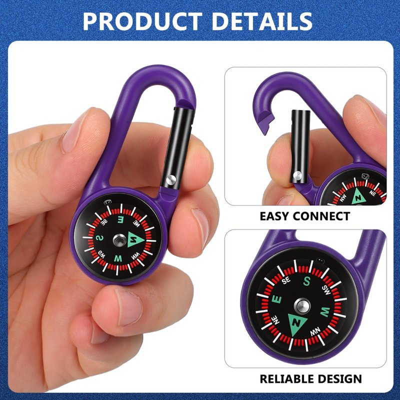 STOBOK 24pcs Keychain Compass Metal Carabiner Compass Small Pocket Clip On Compass Portable Mini Compass Keychain for Outdoor Hiking Camping Emergency Backpacking