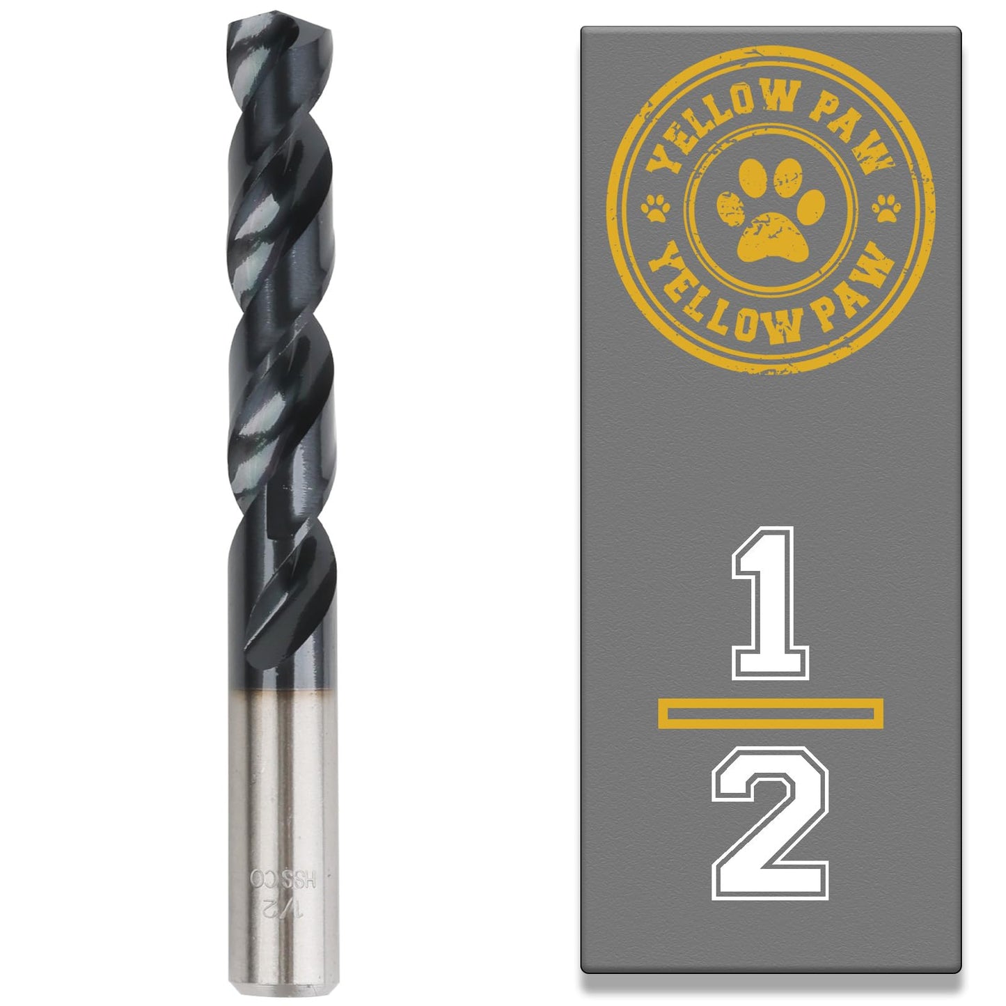 Yellow Paw 1/2 Inch Drill Bit for Metal - Industrial Grade M35 Cobalt with TiAIN Coating - 1/2" Diameter & 6" Length - 4" Working Length - 135 Degree Split Point
