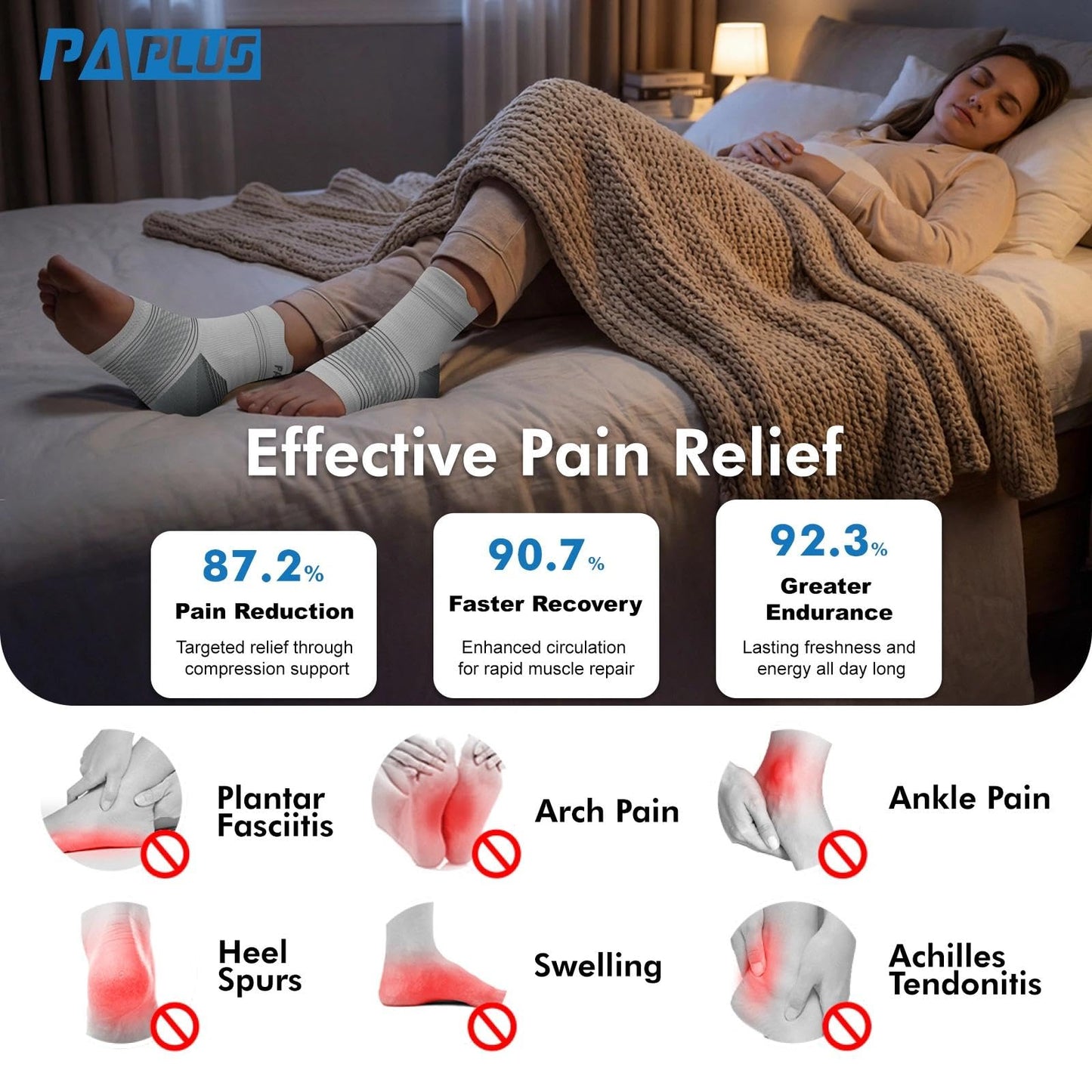 6 Pairs Plantar Fasciitis Socks for Men & Women, Ankle Brace Compression Socks with Arch Support for Achilles Tendonitis, Heel Pain, Swelling & Arthritis Relief, White, Small