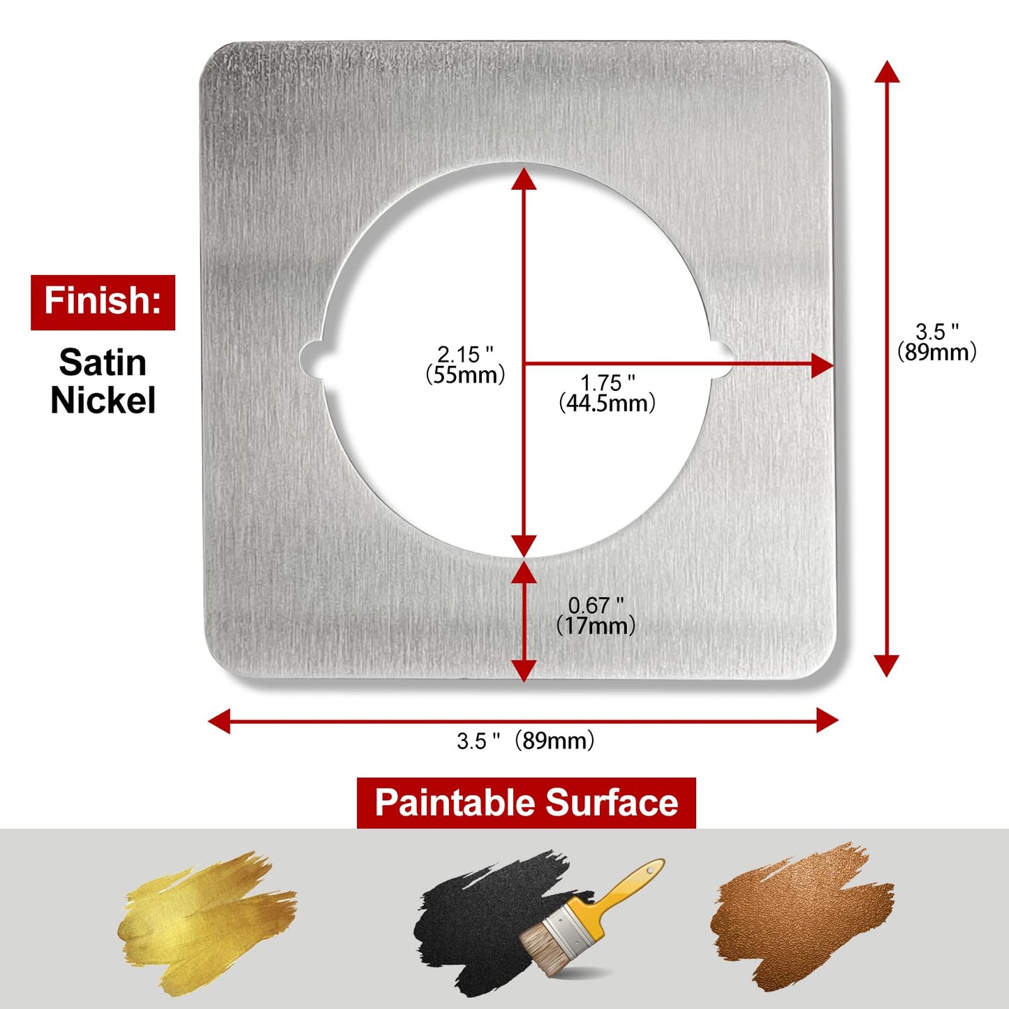 MOSECYOU Door Knob Backing Plates Square, Satin Nickel, Door Reinforcement Plate, Scar Plates for Door Knob/Deadbolt, Door Handle Cover Filler Fixing Repair Backplate