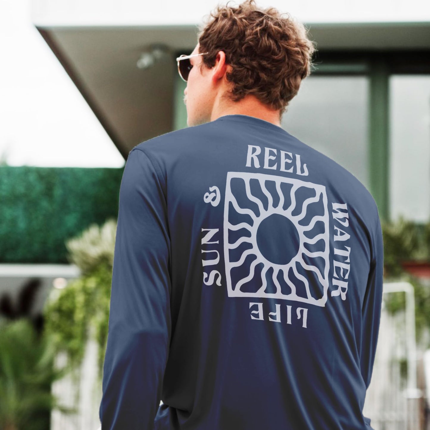 Reel Life Men's Jax Long Sleeve Shirt | UPF 50+ Sun Protection | Lightweight, Quick Dry, Breathable Top| Dark Blue, Large