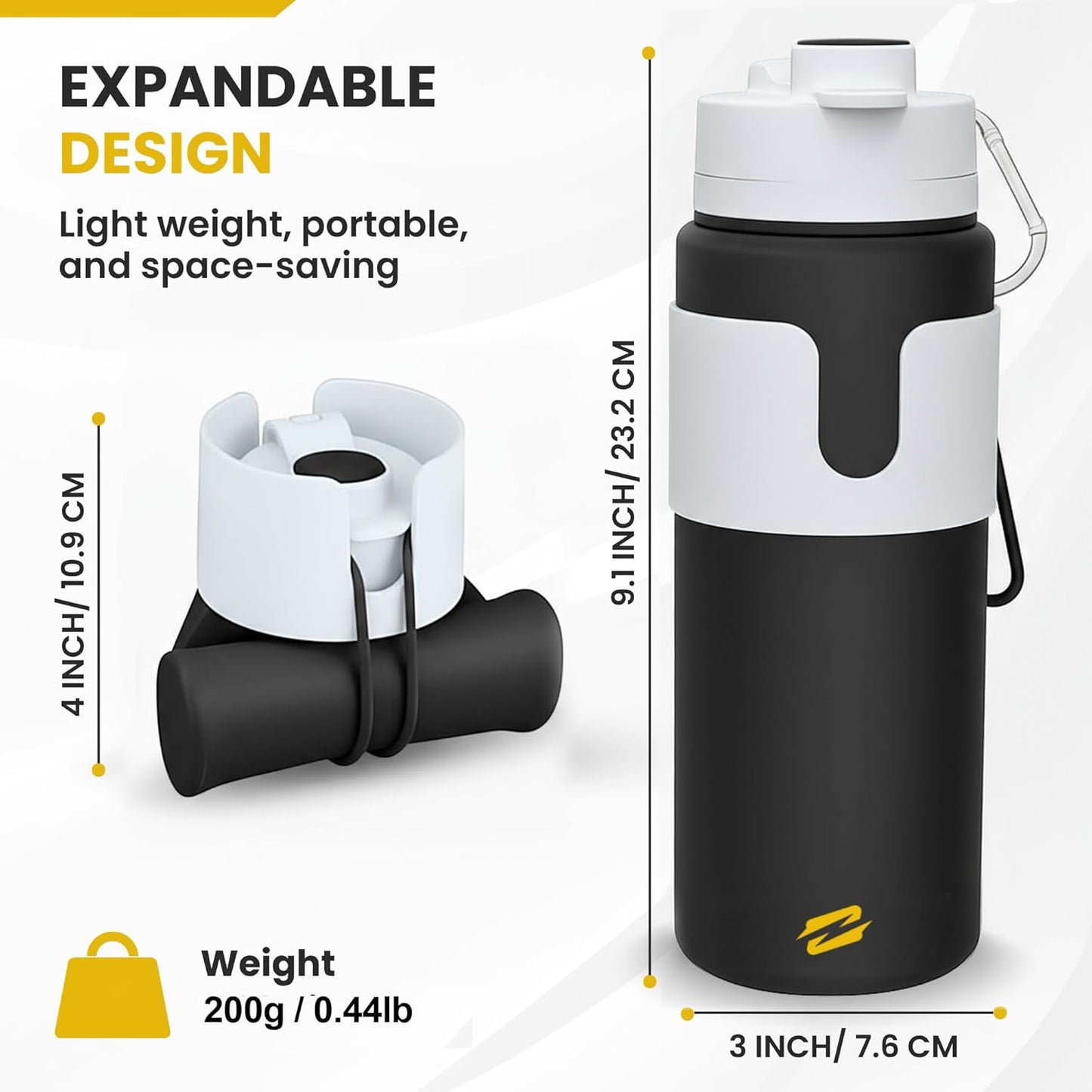 Skiennix Collapsible Water Bottle - BPA-Free Silicone, Leak-Proof & Lightweight for Travel | Compact & Easy to Clean
