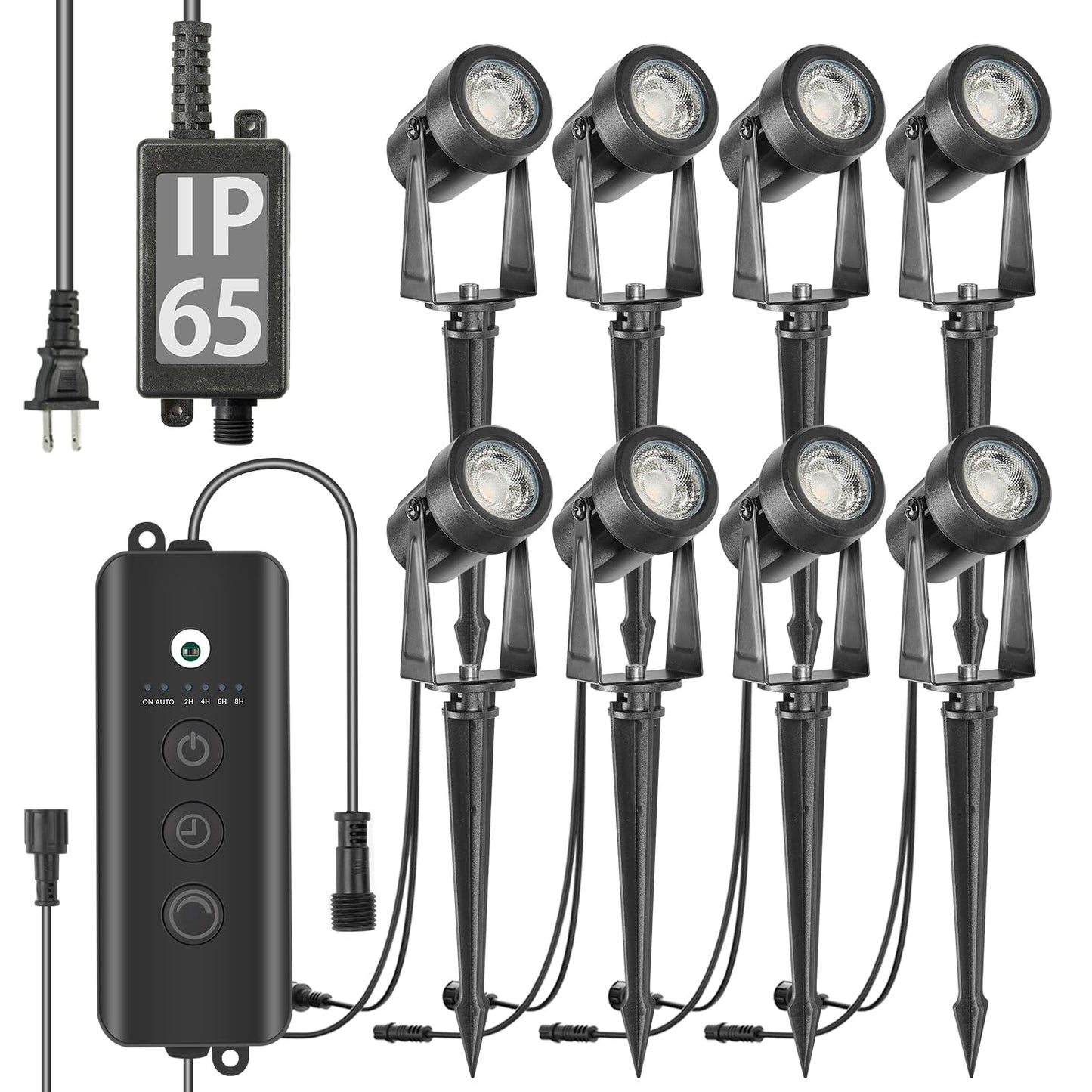 SUNTHIN Outdoor Landscape Lighting with Dusk to Dawn Sensor Controller, 8 Pack