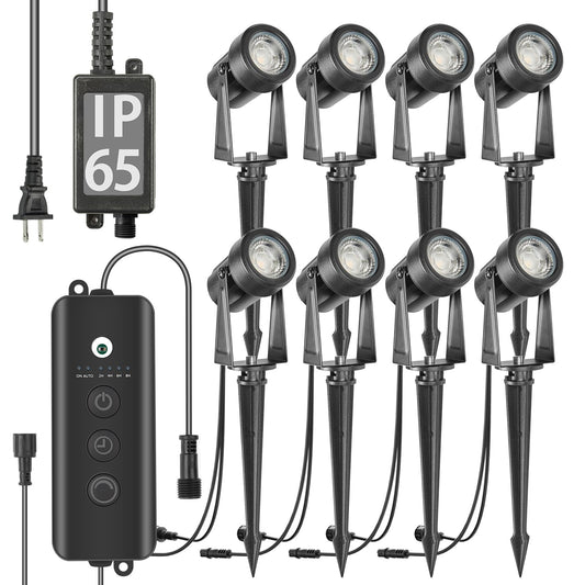 SUNTHIN Outdoor Landscape Lighting with Dusk to Dawn Sensor Controller, 8 Pack