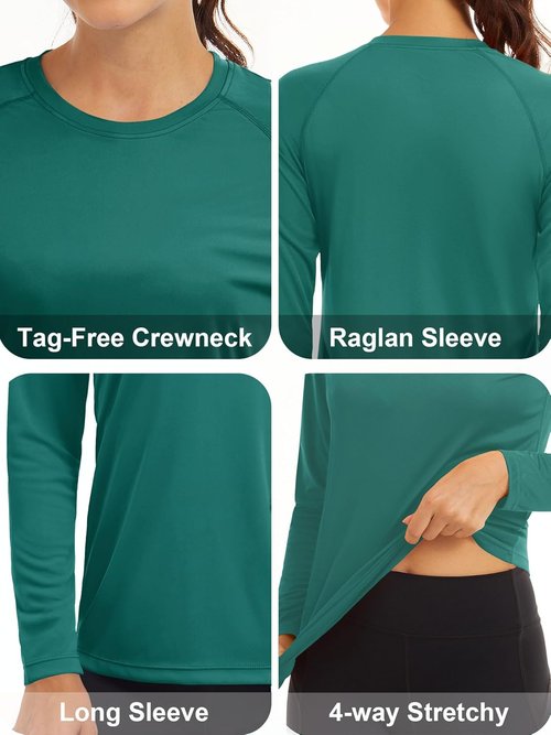 MAGCOMSEN Women's Long Sleeve Sun Protection Shirts - UPF 50+ Rash Guard for Hiking & Fishing
