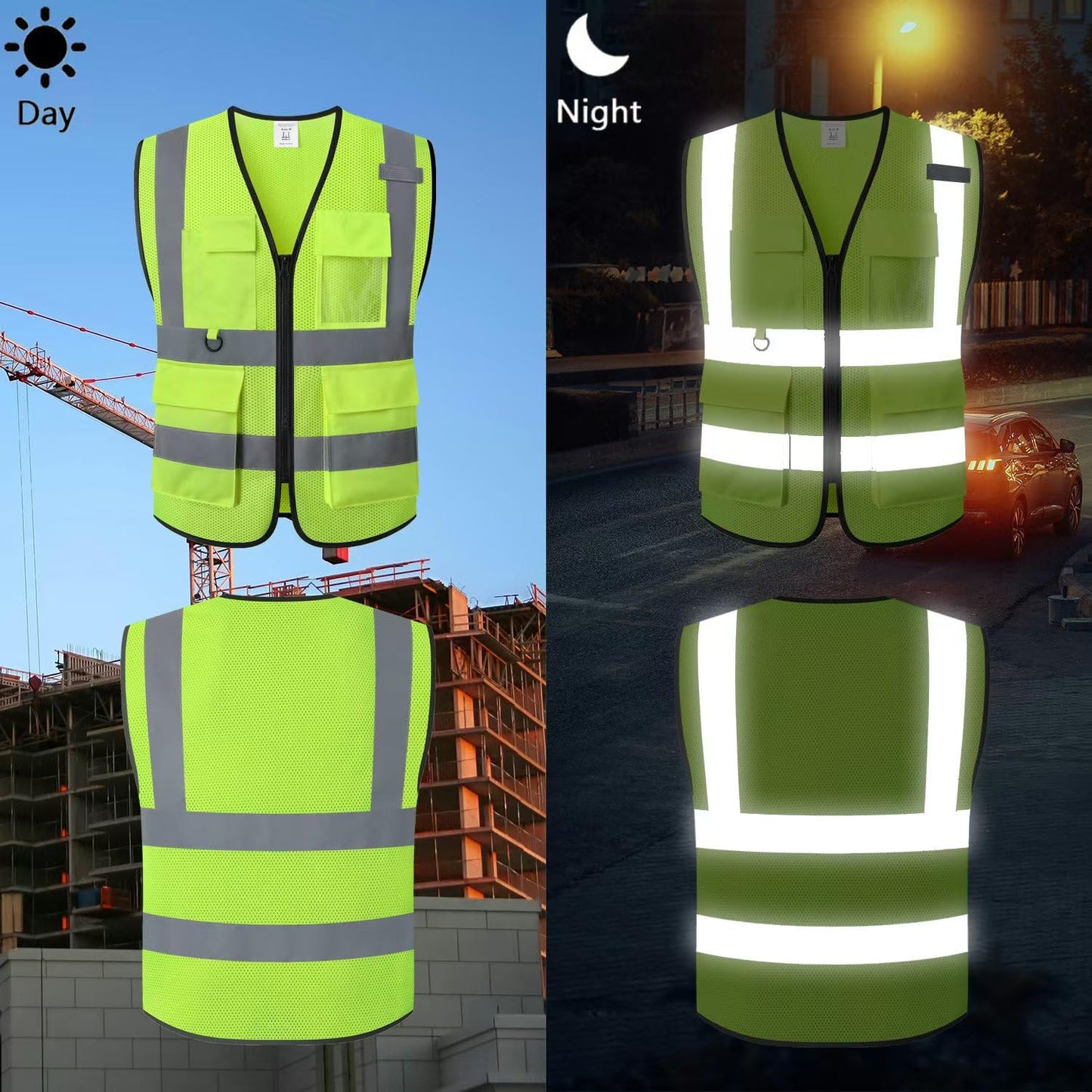 HATAUNKI Safety Vest for Men Women Hi Vis Vest with Pockets Mesh High Visibility Vest Meets ANSI/ISEA Standards (Yellow-20, 2X-Large)