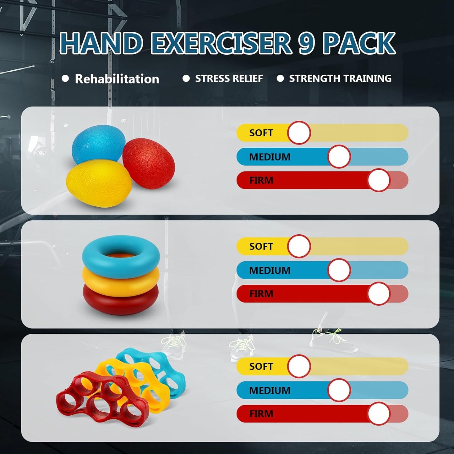 Skiennix 13 PCS Grip Strength Trainer Kit - Hand Gripper & Forearm Strengthener for Muscle Building & Recovery