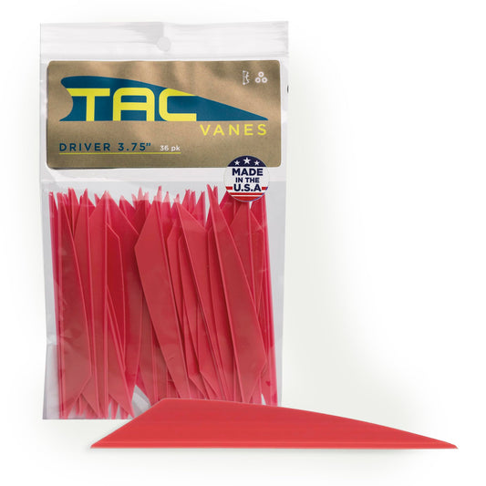 TAC Vanes 3.75" Driver Arrow Vanes | Archery Fletching for Compound & Crossbow | Durable, Lightweight, High Accuracy, Red 36 Pack