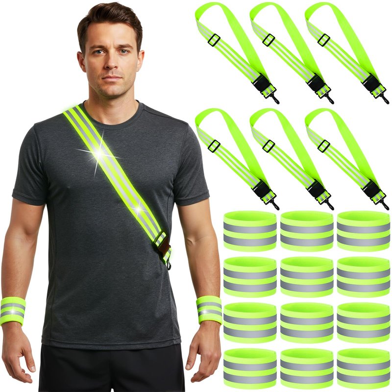 Teyva Daily 18 Pcs Reflective Sash Bulk for Walking at Night Reflective Strap Arm Band Visibility Belt Safety Ankle Strap Walking Running Gear for Biking