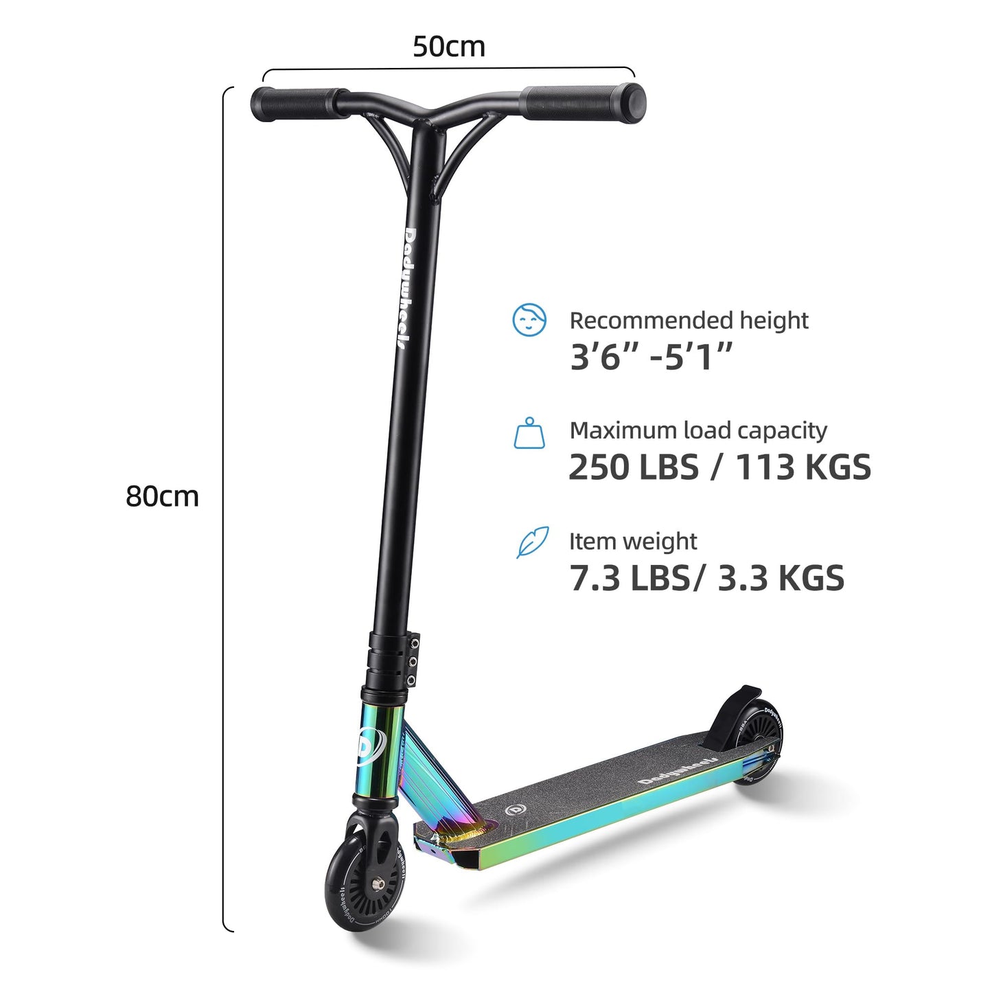 Pro Scooters for Kids 8 +, Teens and Adults | Two Different Scooter Heights 31.5” and 36.6”to Choose from | Rainbow