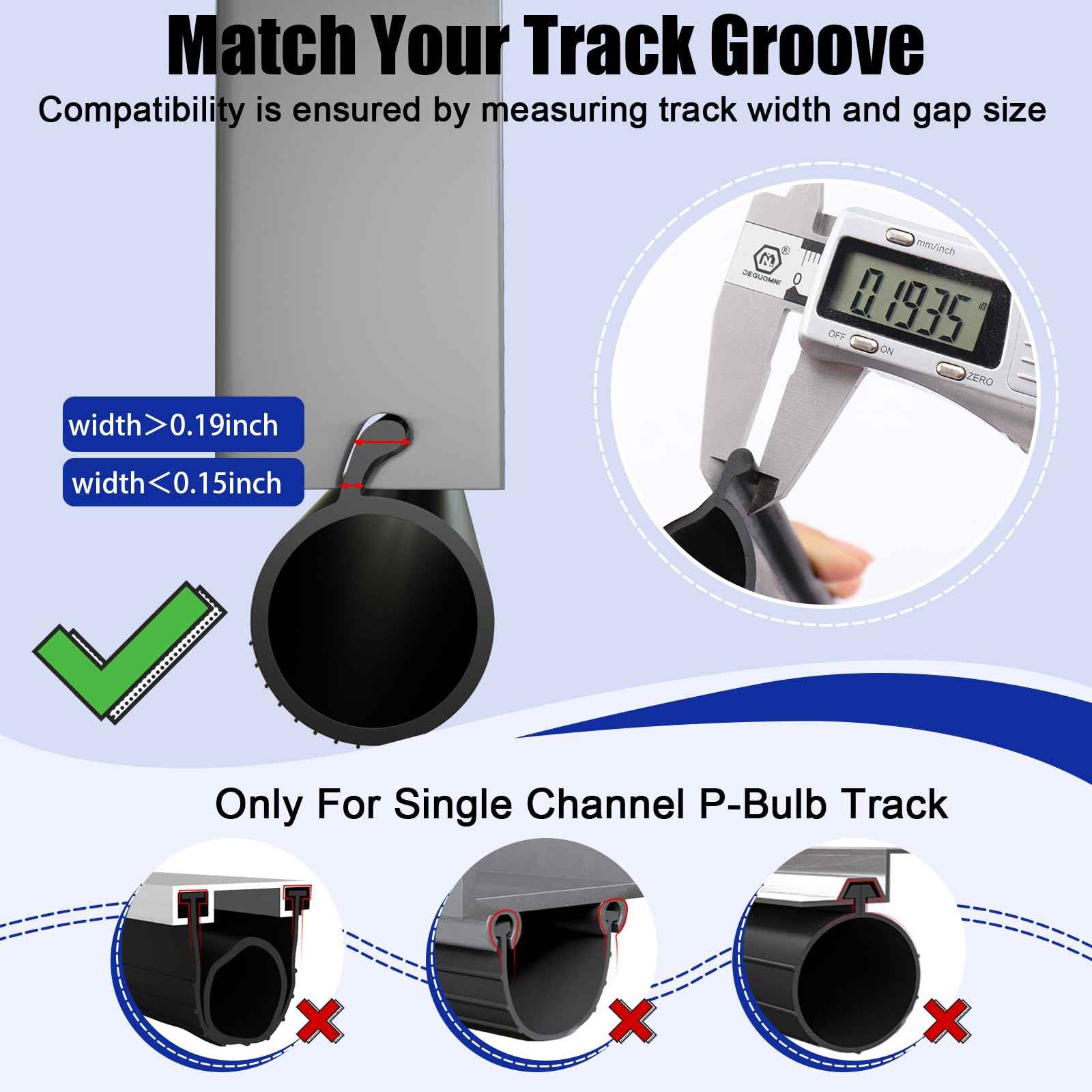 Symyda Garage Door Seal P Bulb – 10.2Ft Flexible Weatherproof TPE Seal for Drafts, Noise Reduction and Saves Energy, Easy DIY Installation, Temperature Resistant, Fits Single Channel Garage Door