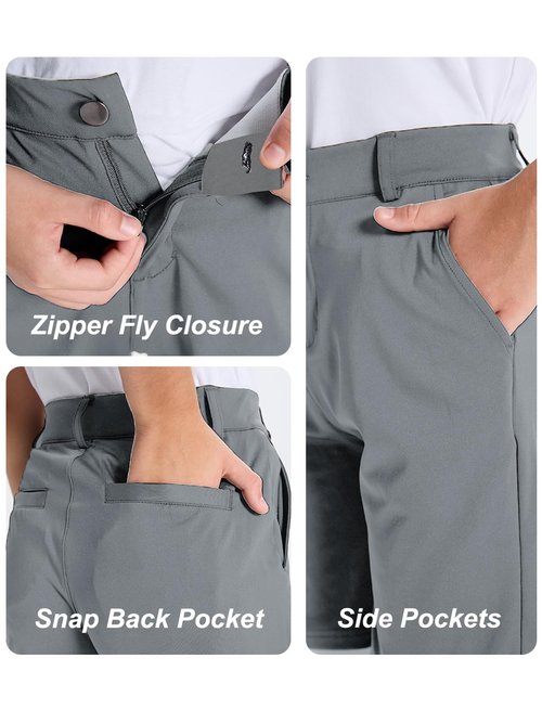 DEVOROPA Youth Boys School Uniform Flat Front Shorts Stretch Performance Kids Dress Chino Hybrid Twill Casual Running Khaki Athletic Summer Shorts Clothes with Pockets Dark Gray L