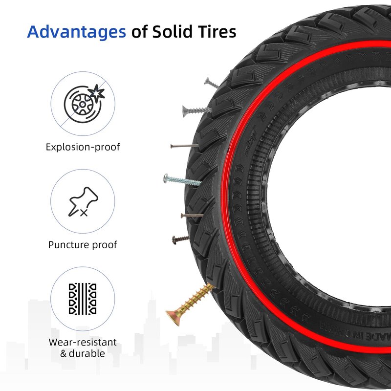 ulip 10 x 3 Scooter Solid Tire 10 Inch Electric Scooter Wheels Replacement Accessories Suitable for Zero 10x Kaabo WOLF WARRIOR MANTIS Scooter 80/65-6,255 * 80 tire red