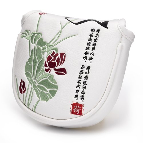Lotus Golf Head Covers, Floral Style Mallet Putter Cover, Unique Design Golf Club Covers Funny, Golf Headcovers PU Leather and Advanced Embroidery with Soft Inner Lined for Most Brands - Summer