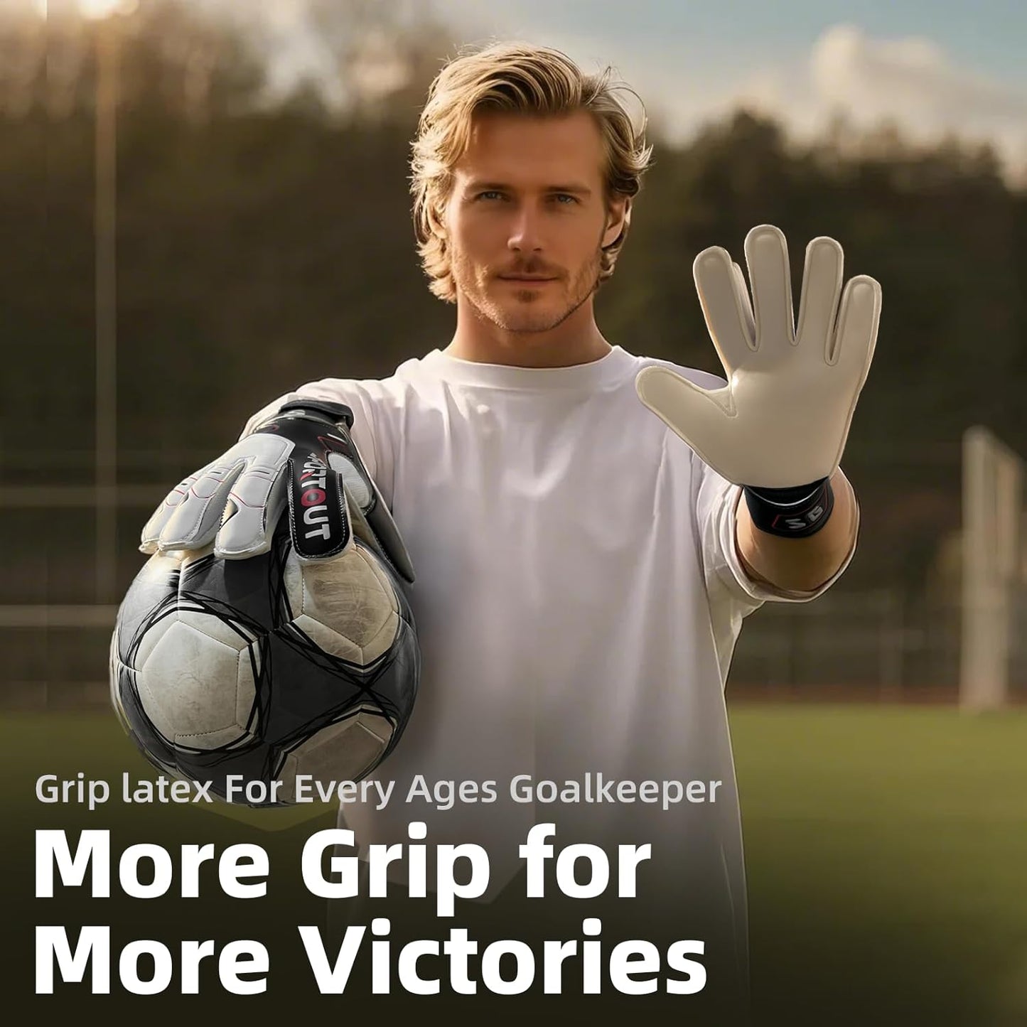 Sportout Goalie Gloves - Strong Grip & Finger Protection for Youth & Adult | 4 Colors Available