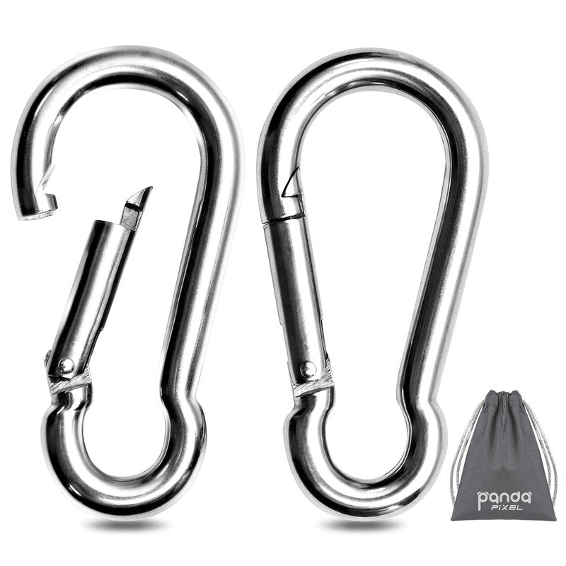 Pixel Panda 4 Inch Heavy Duty Gym Carabiner Load 1000lbs, 2 Pack Large Carabiner Clips, Carabiner for Fitness Attachment, Gym, Swing, Hammock