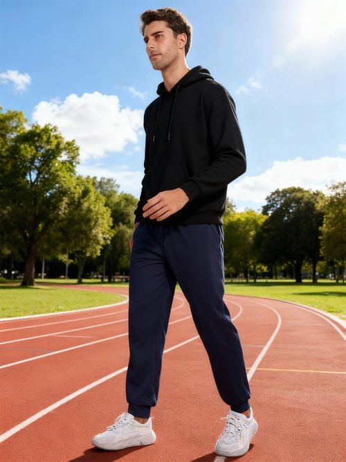 YOYI ABPOPA 4-Pack Mens-Sweatpants Pockets Tall Joggers-Pants - Thick Workout Athletic Pants for Men Black/Grey/Navy/Amy Green L