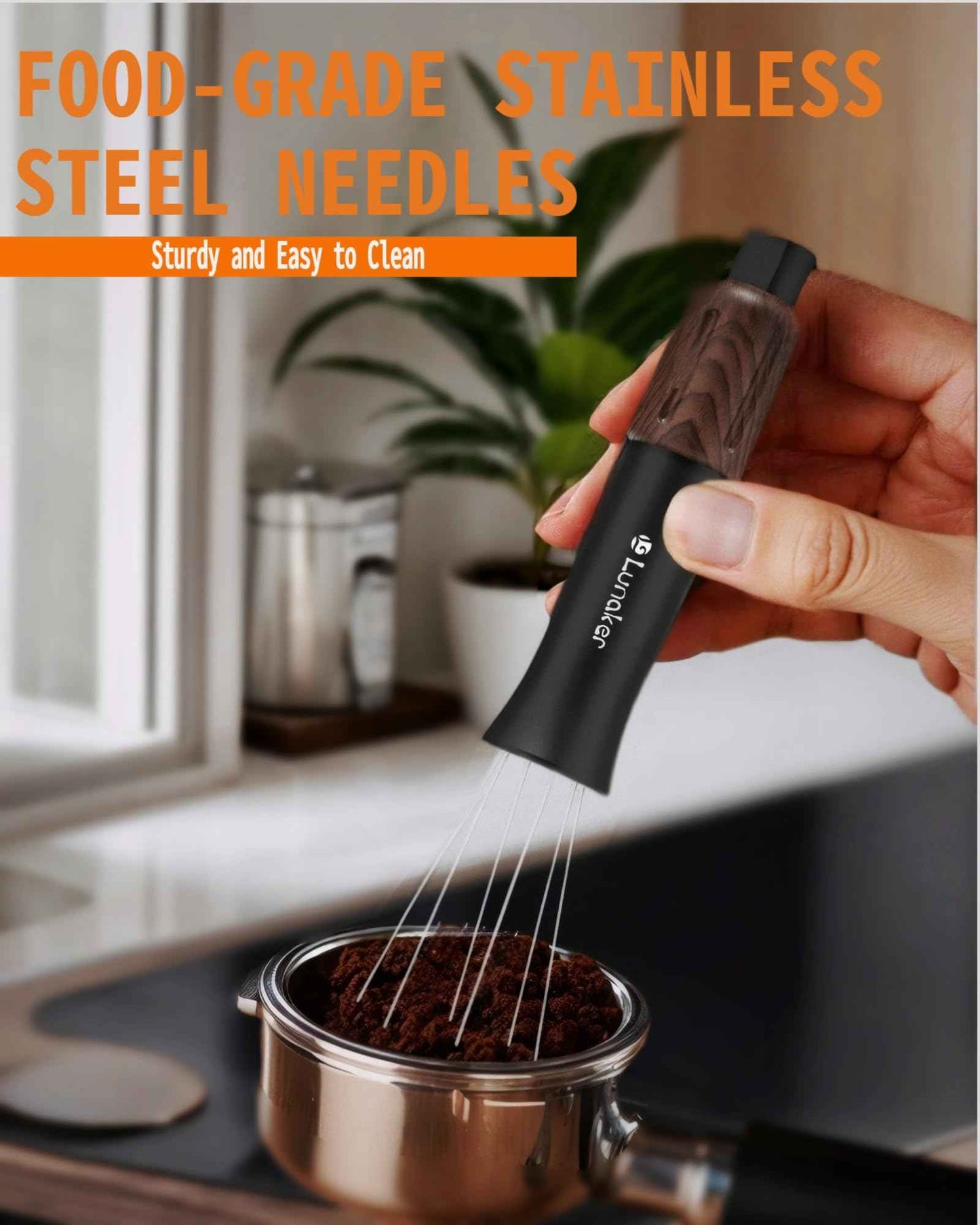 Lunaker Flick WDT Espresso Distribution Tool - Tamper With Retractable Needles - Coffee & Espresso Machine Accessories