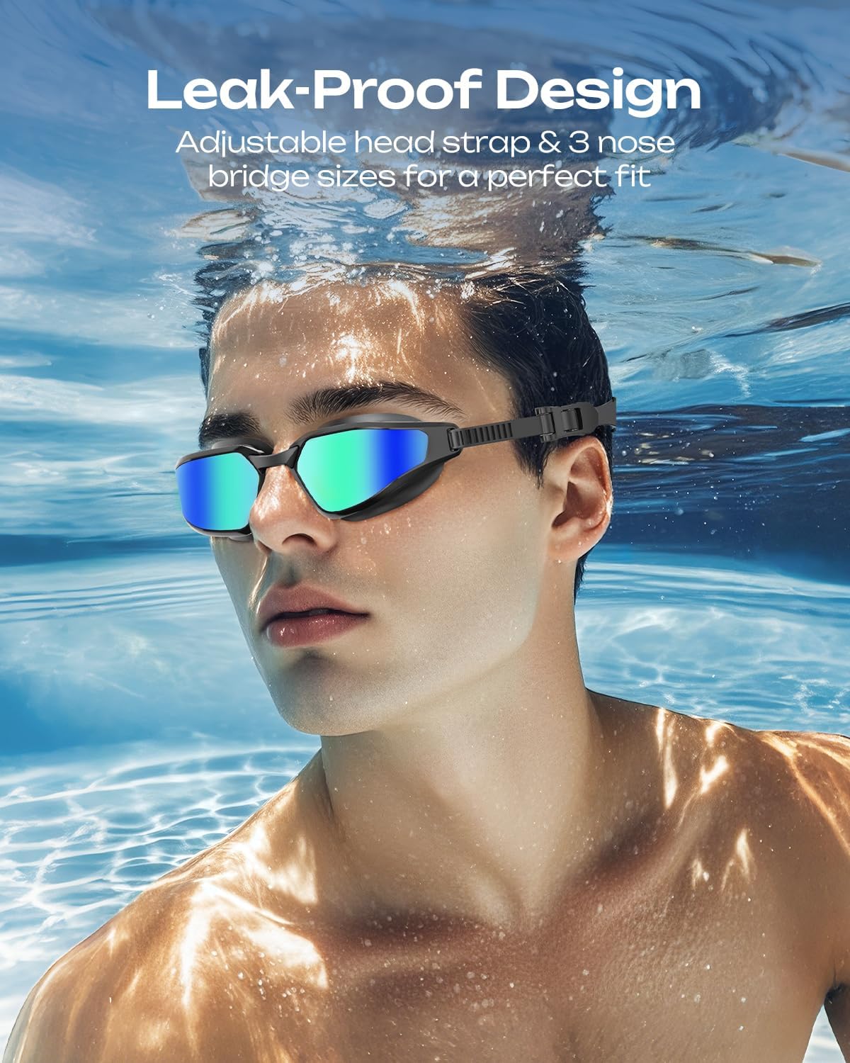 OLANRUN Swim Goggles - Unisex Adult Swimming Goggles with Anti-Fog, UV Protection & HD Wider View