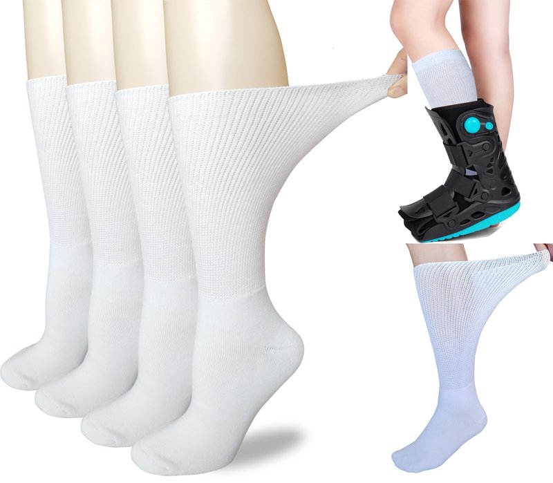 CIRZUEX Replacement Sock Liner for Walking Boot or Walker Brace - Air Cam Walkers and Fracture Boot Orthopedics Socks Medical Mid Calves Sock (2 Pairs(White), one size)