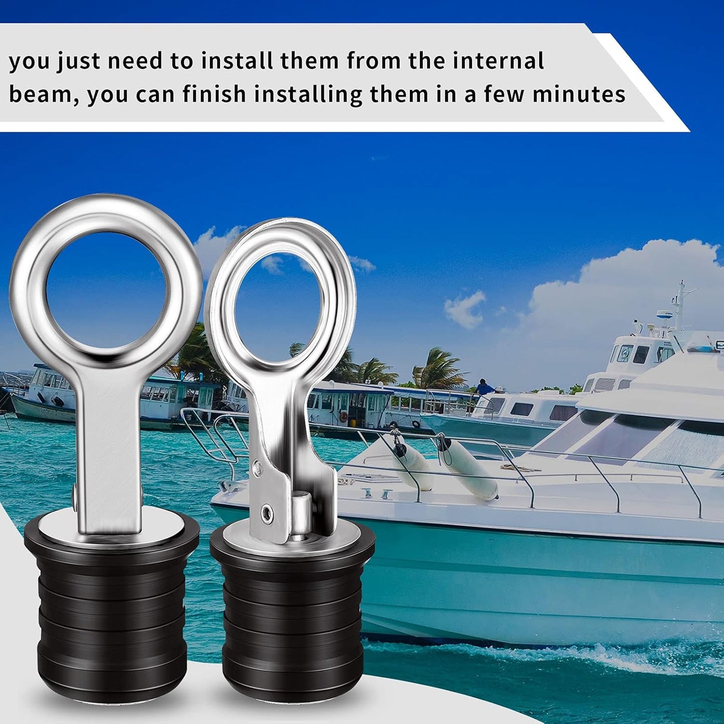 Skiennix Stainless Steel Drain Snap Plug - Durable 1-Inch Boat Drain Plug (2 Pieces)
