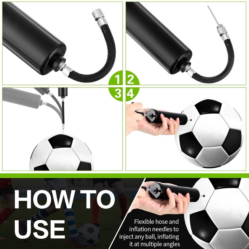 Reginary 10 Pcs Ball Pump for Sports Balls Pump with Needle and Extension Hose Bulk for Basketball Football Soccer Volleyball(Black,Classic Style)