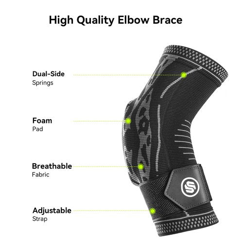 Elbow Compression Sleeve for Tendonitis , Bursitis Elbow Pad Brace – Elbow Brace with Side Springs & Foam Padding for Olecranon Joint Pain, Arthritis, Bursa Protection, Men & Women(Black, X-Large)