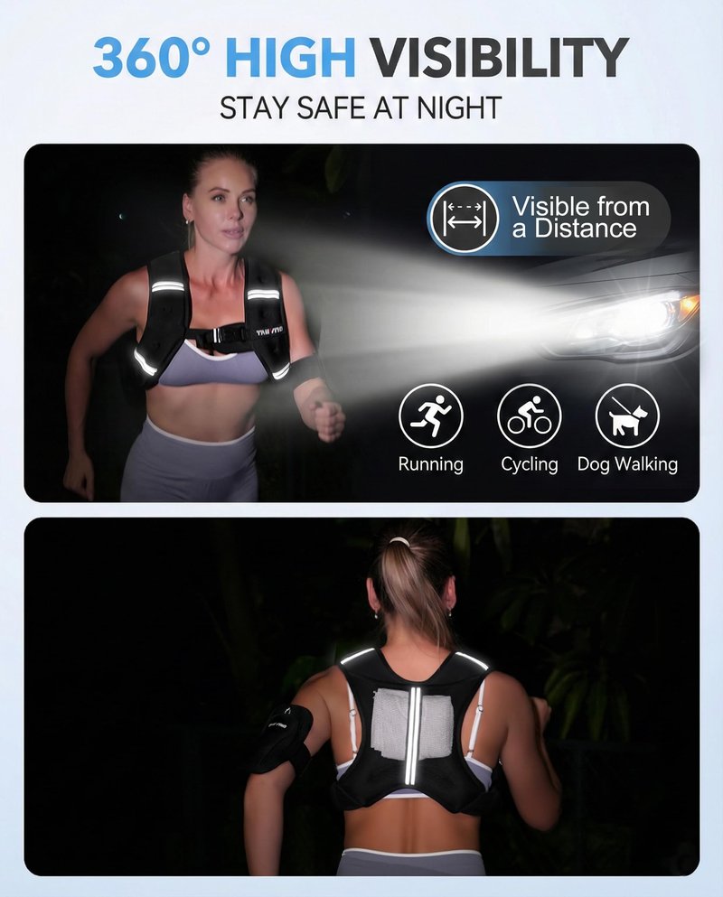 TAEVNO Weighted Vest, 12lb Weight Vest with Detachable Phone Pouch, Suitable For Women, Men, Ideal for Workouts, Strength Training, Fitness, Running, Weight Loss, Walking
