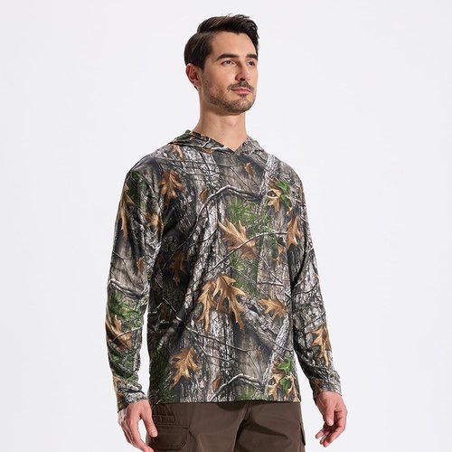 LOOGU Men’s Camo Hunting Shirt - Lightweight Long Sleeve Camouflage Shirt for Fishing & Hiking
