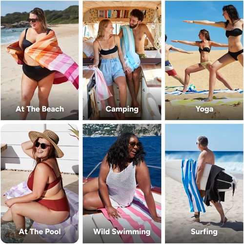 Dock & Bay Quick Drying Towel - Compact & Lightweight for Sports - 100% Recycled - Extra Large Miami Sorbet (200x90cm)