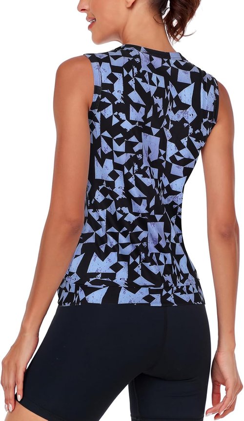 LURANEE Women's Athletic Tank Tops - Quick Dry Sun Protection Yoga Crop Sleeveless Shirt