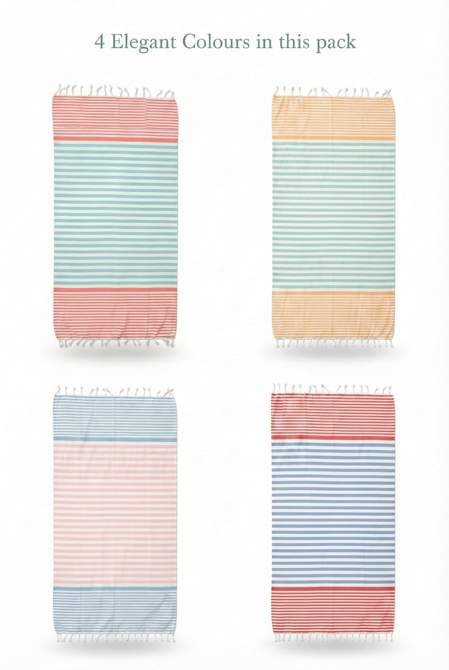9Threads Cotton Turkish Beach Towel with Towels Oversized 36"x72" Pool Absorbent Extra Large Quick Dry Sand Travel Towel (Dobby Set, 4 Pack)
