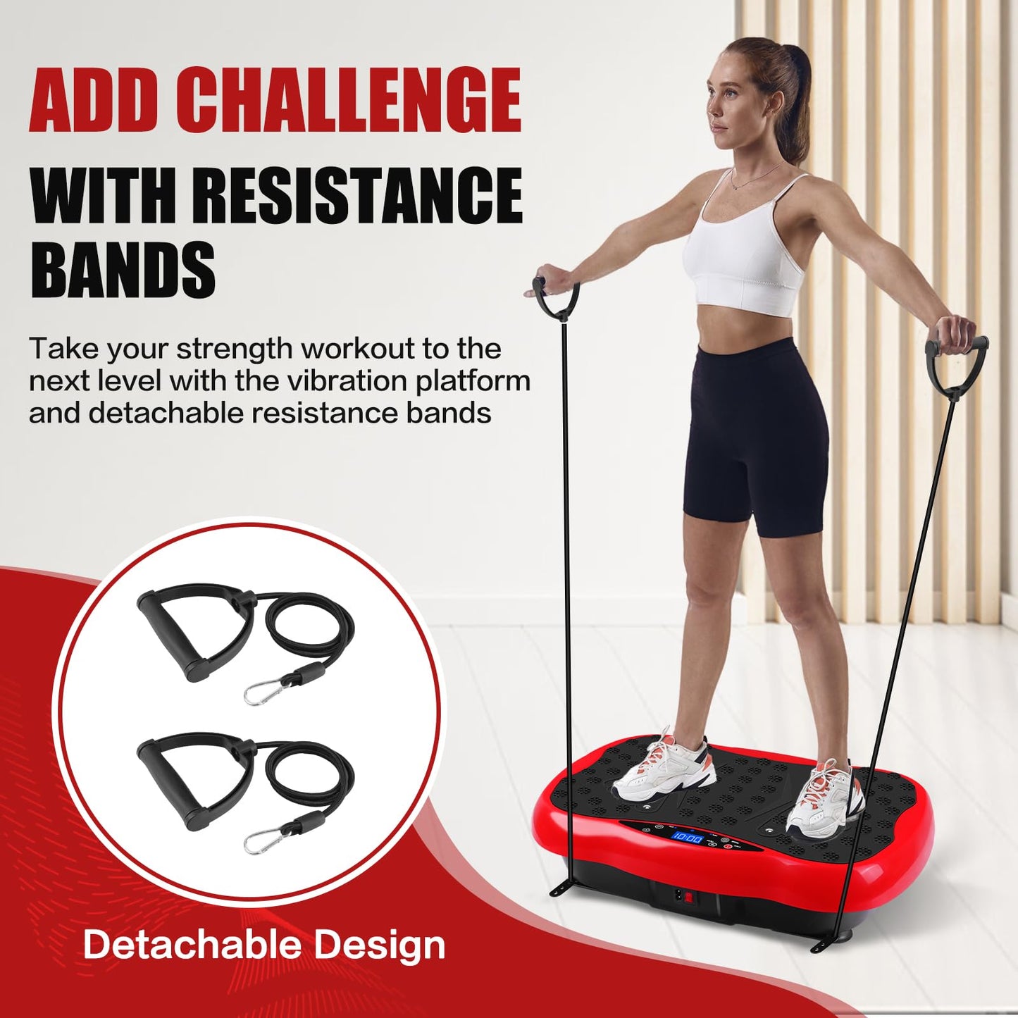 Vibration Plate Exercise Machine, Health & Fitness Full Body Vibration Platform, Portable Vibration Plate Platform for Weight Loss Home Fitness, w/Resistance Bands+Remote