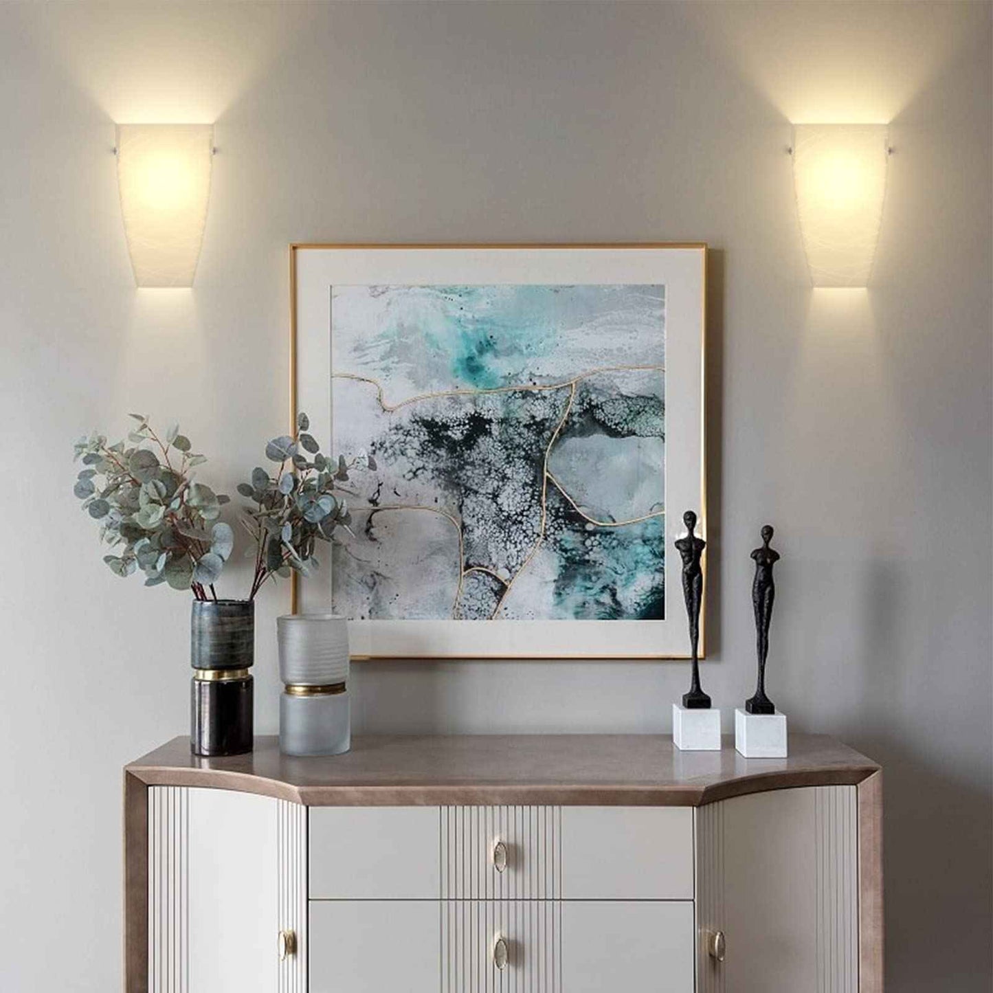 Wall Sconces Set of Two, Wall Mount Light Fixtures Acrylic Shade, Up or Down Hallway Sconces Wall Lighting for Bedroom Living Room Stairwell (Not Include Bulbs)