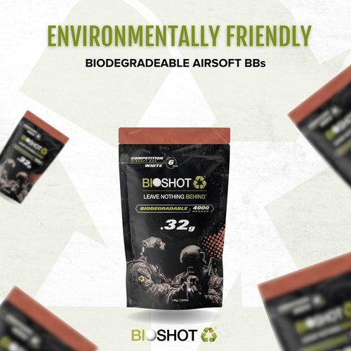 Bioshot Biodegradable Airsoft BBS - .32g Super Slick Polish - Seamless Competition Match Grade for All 6mm Airsoft Guns and Accessories (4000 Rounds, White) by Bioshot